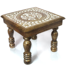 Load image into Gallery viewer, Wooden Step Stool Small Footstool footrest Table White Flowers
