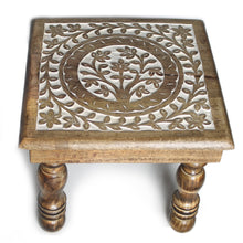 Load image into Gallery viewer, Wooden Step Stool Small Footstool footrest Table White Flowers
