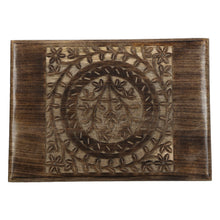 Load image into Gallery viewer, Wooden Side end Table Square Tree of Life Carved
