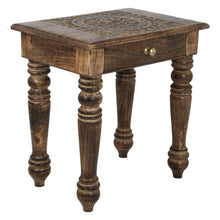 Load image into Gallery viewer, Wooden Side end Table Square Tree of Life Carved
