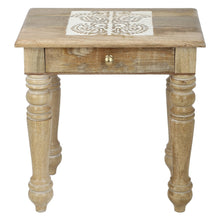 Load image into Gallery viewer, Wooden Side end Table Square White Paisely Carved
