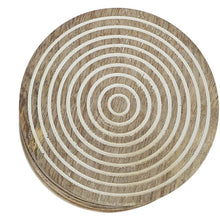 Load image into Gallery viewer, Round Wooden White Coaster set of 6 with stand rustic
